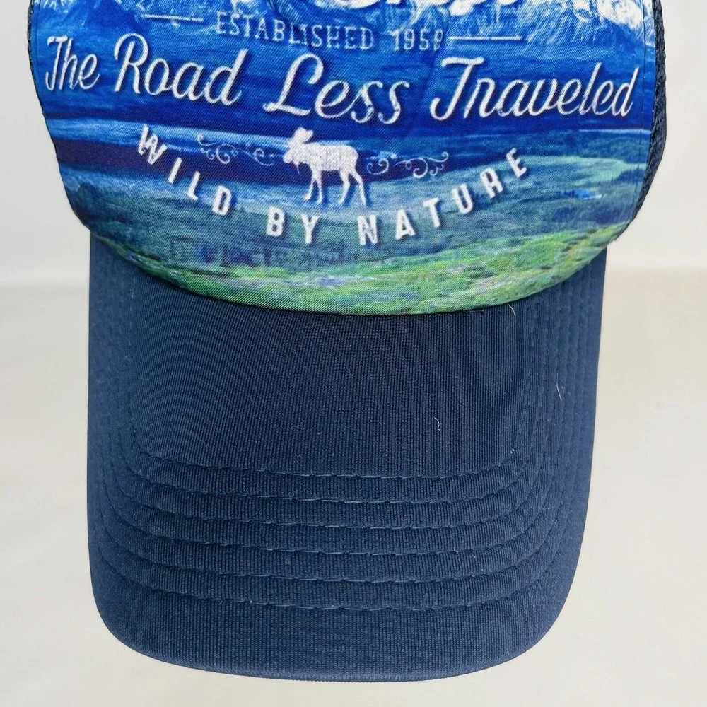 Alaska Moose Navy Trucker Style Snapback Hat‎ Cap Vintage Souvenir ACE